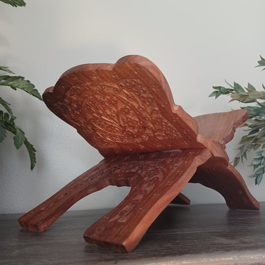 Floral Carved Wooden Bible Stand