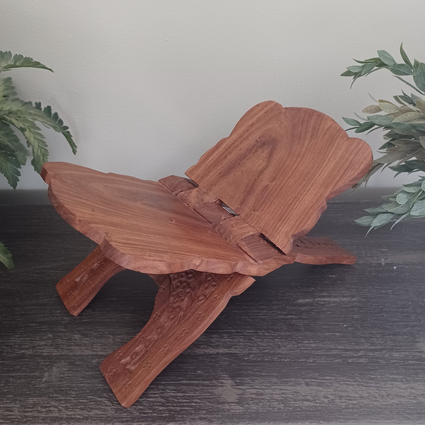 Floral Carved Wooden Bible Stand