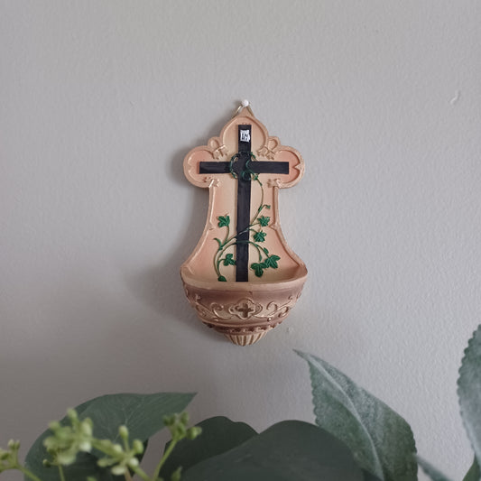 Cross with Vine Holy Water Font