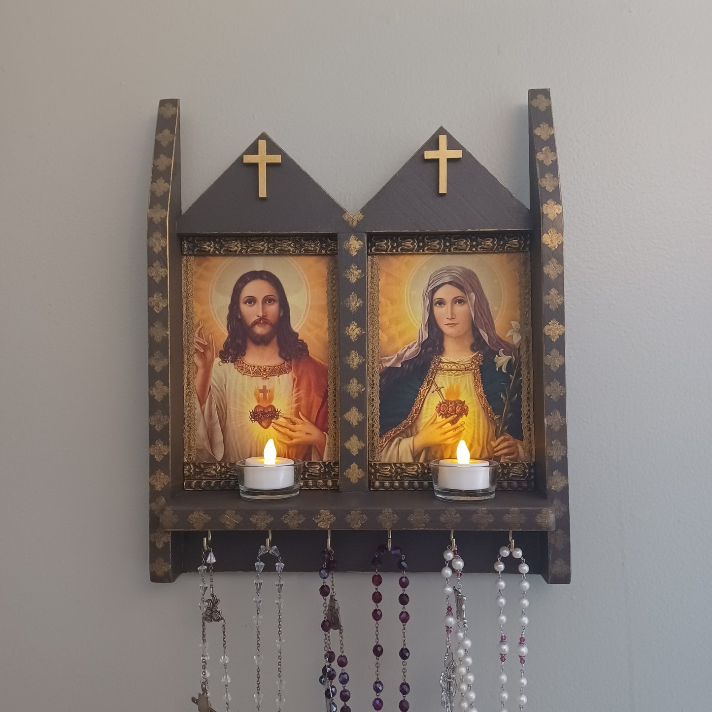 Sacred & Immaculate heart Rosary Holder